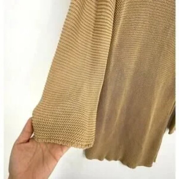 Les Copains Mini Dress Size L Gold Cotton Long Sleeves Tan Gold $150 - Picture 5 of 5